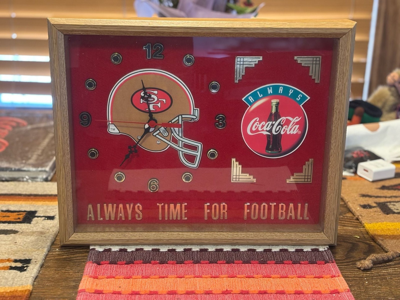 Vintage San Francisco 49ers and Coca-Cola Framed Wall Clock