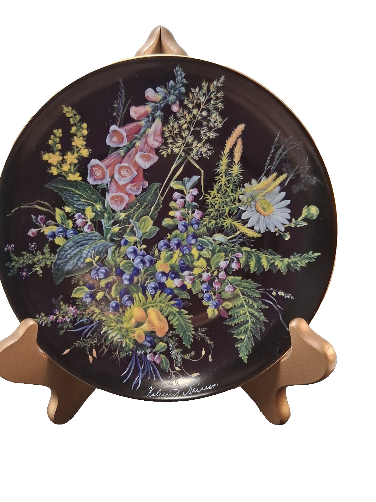 Set Of 2 Floral Plates Treasures of the Forest 1991 Schumann Germany