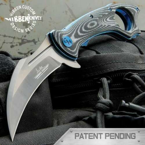 Gil Hibben Warbird Linerlock Black Micarta Karambit Blade Folding Pocket Knife