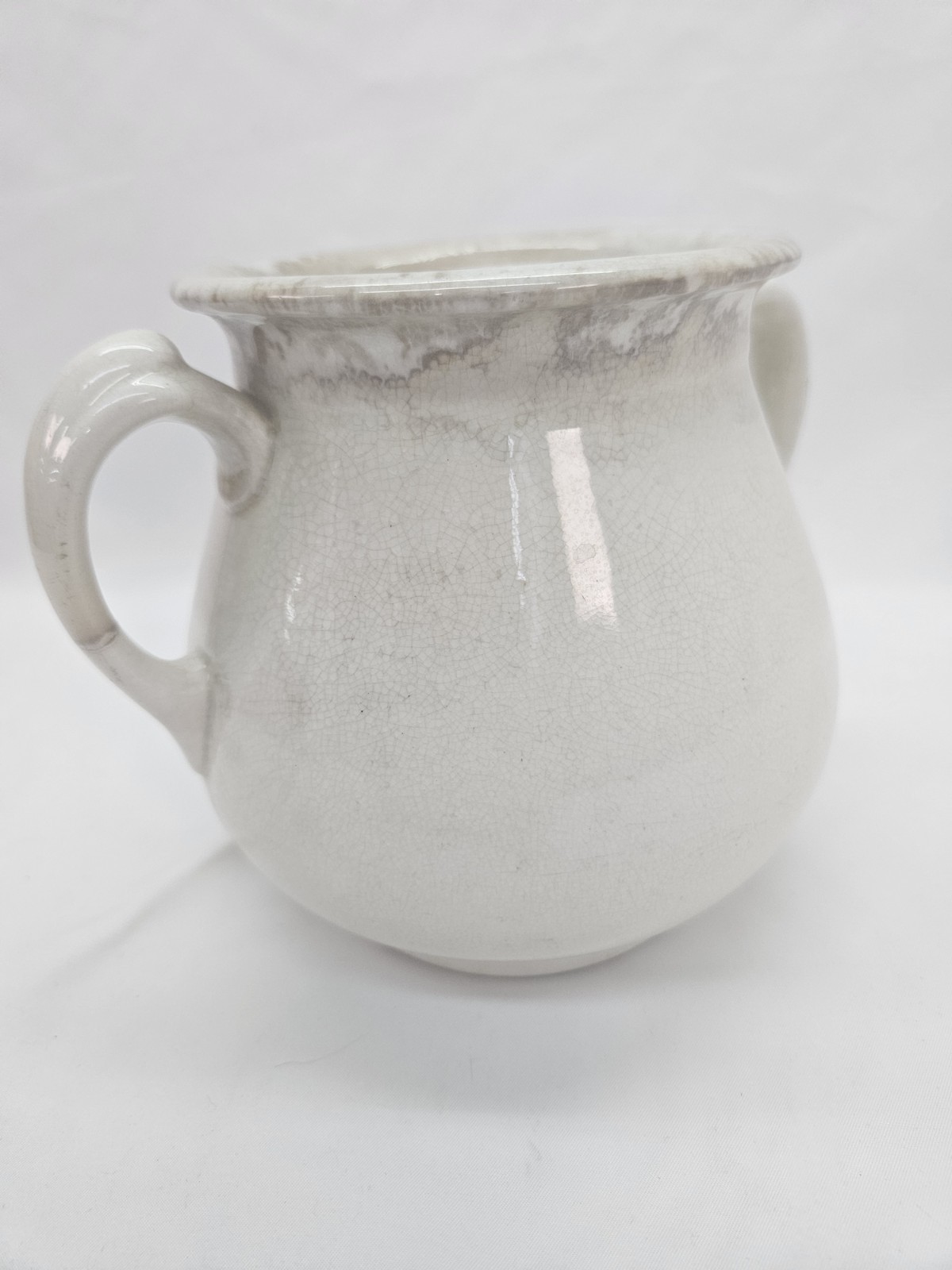 Antique H Burgess Burslem Stone China 2 Handle Vase Urn Victorian Crazing 5.5\