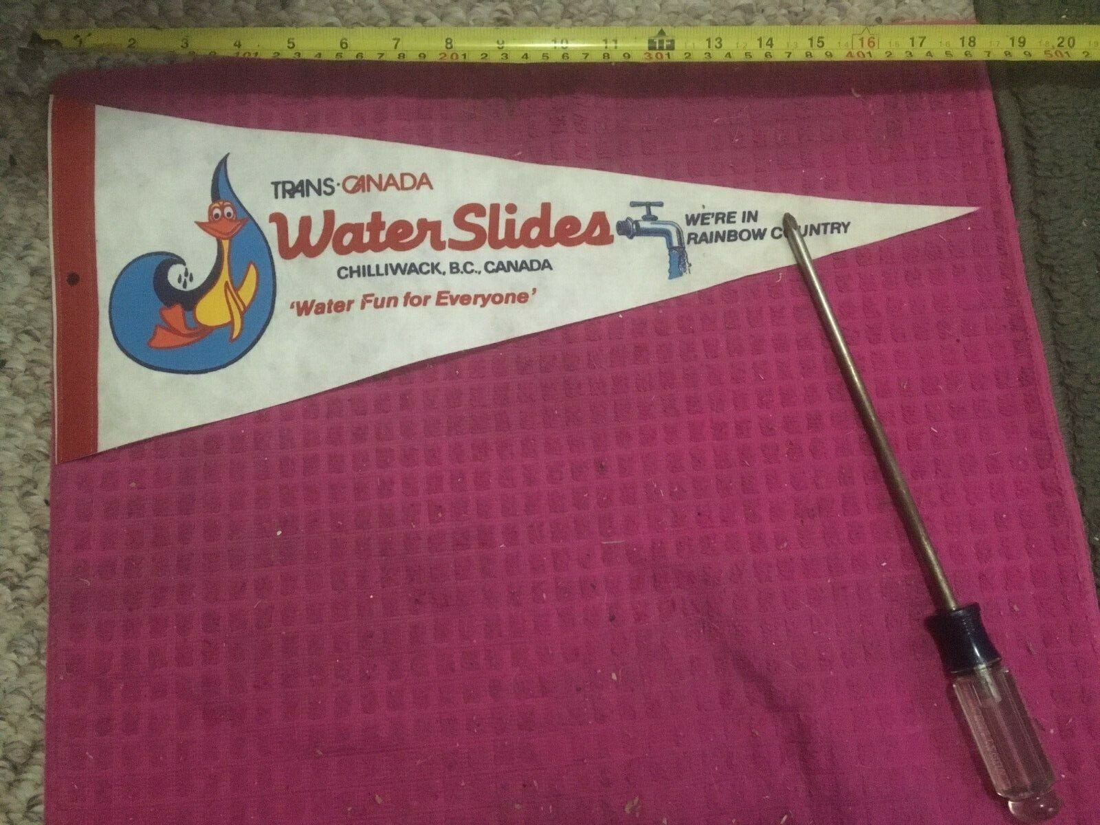 Vintage Chilliwack BC Pennant Trans Canada Water Slides WATER FUN FOR EVERYONE