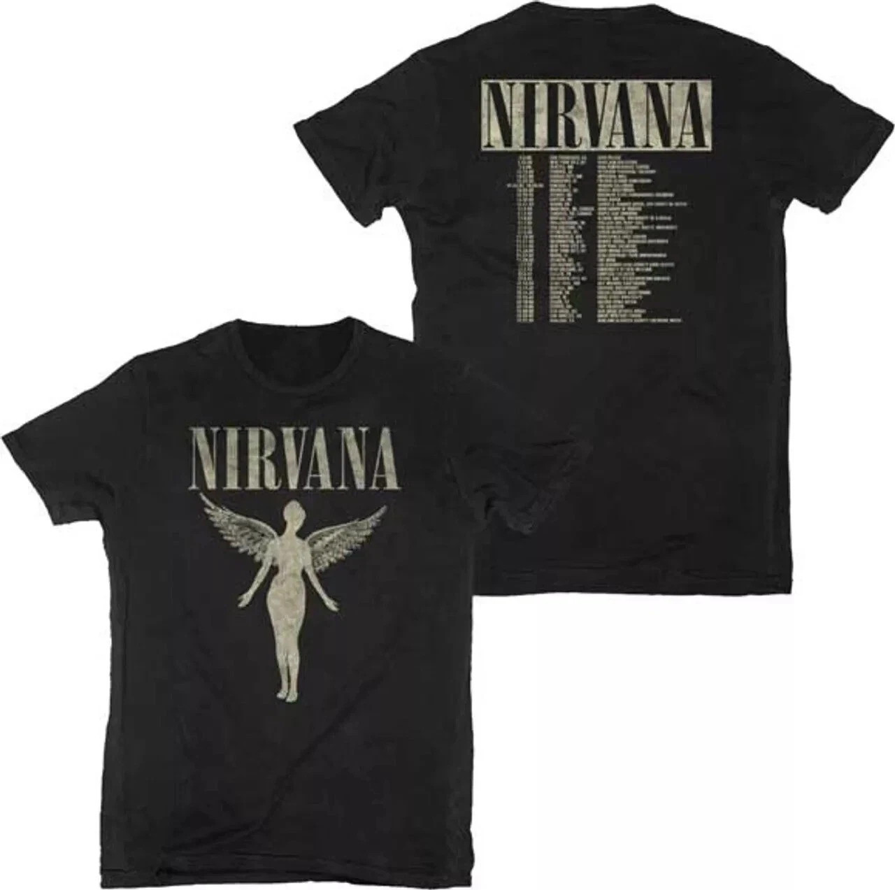 Nirvana 1993 In Utero 2-Sided Tour T-Shirt Reprint