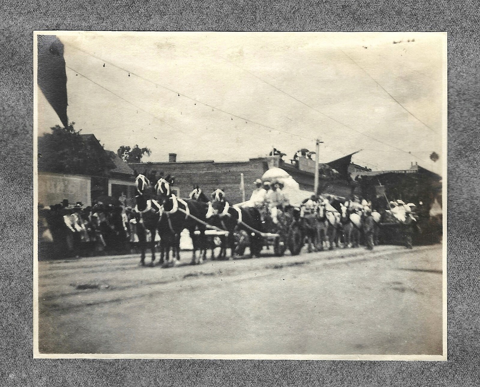 Vintage 1901 PHOTO of Horses Wagon Float at the Rose Parade in Pasadena Burbank 