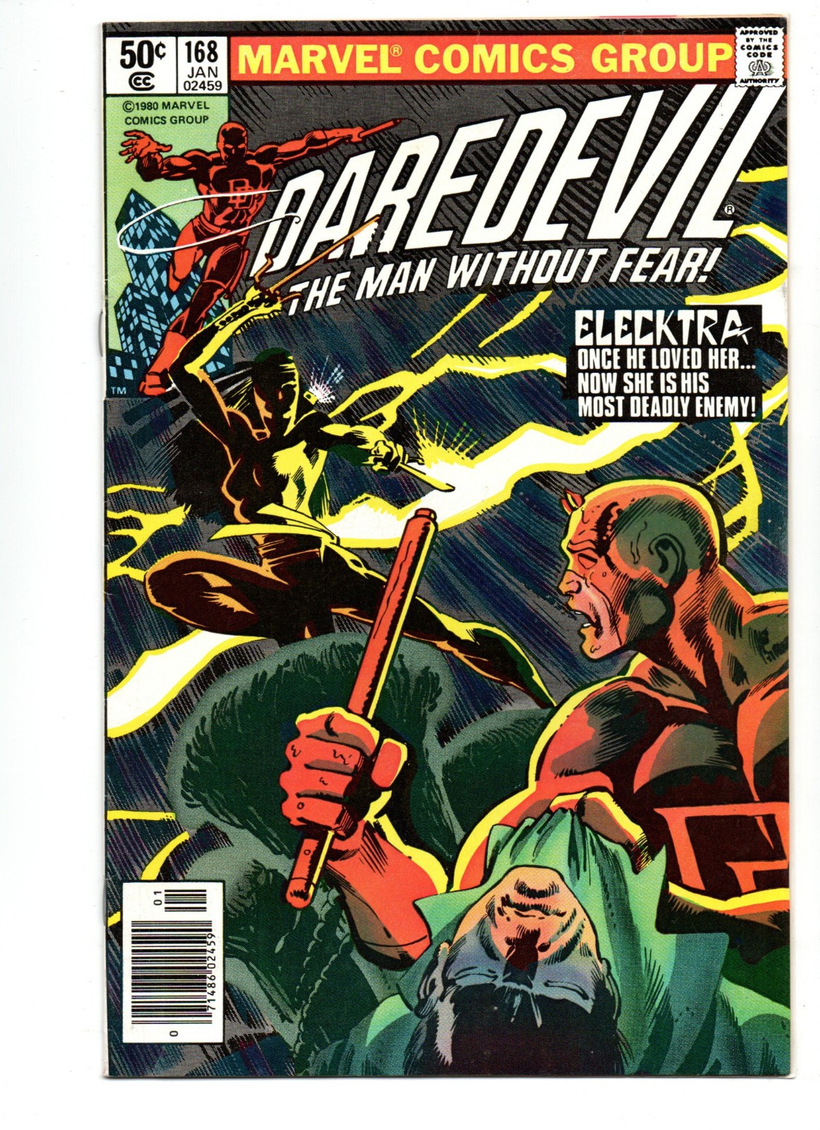 DAREDEVIL #168 (1981) - GRADE 8.0 - MARVEL NEWSSTAND 1ST APPEARANCE ELEKTRA