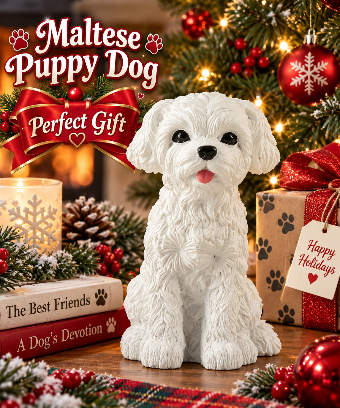 Realistic Maltese Puppy Figurine Statue Sculpture - Gift Boxed - Mint Realistic Maltese Puppy Figurine Statue Sculpture - Gift Boxed - Mint