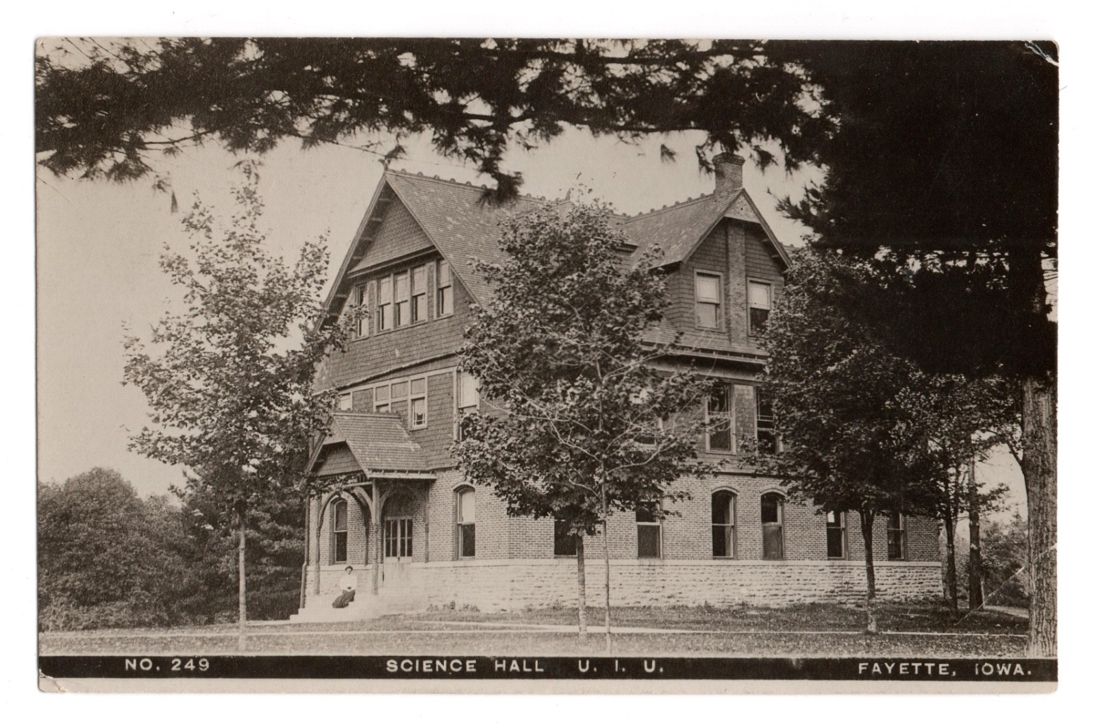 Science Hall U.I.U. University Fayette Iowa Real Photo Postcard RPPC Posted 1909