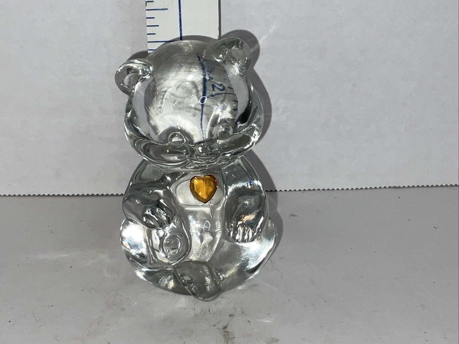 Fenton Birthday BEAR Figurine with Amber Heart 3” (w/sticker)