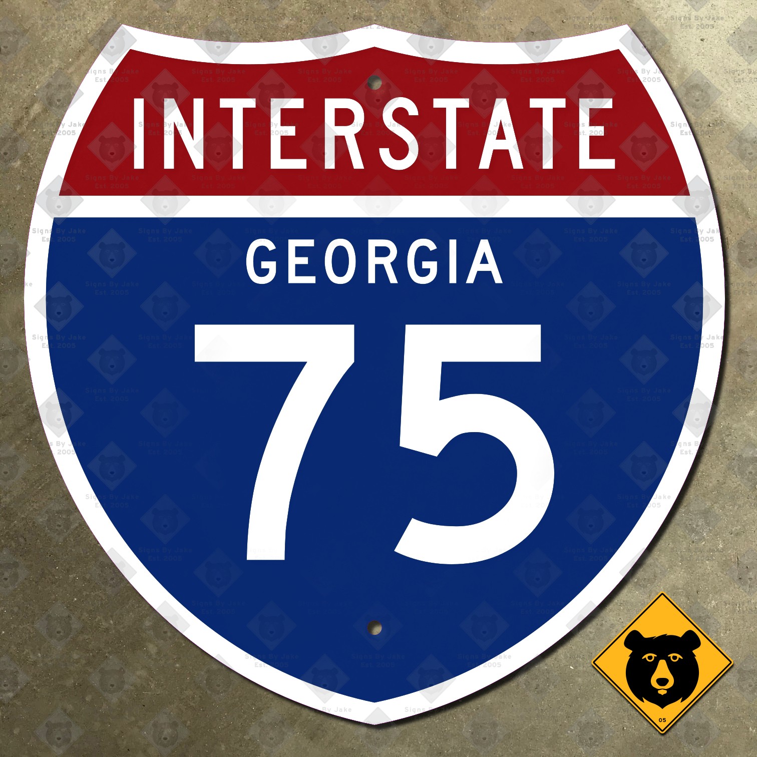 Georgia Interstate 75 Atlanta Macon route highway marker 1957 road sign 12x12