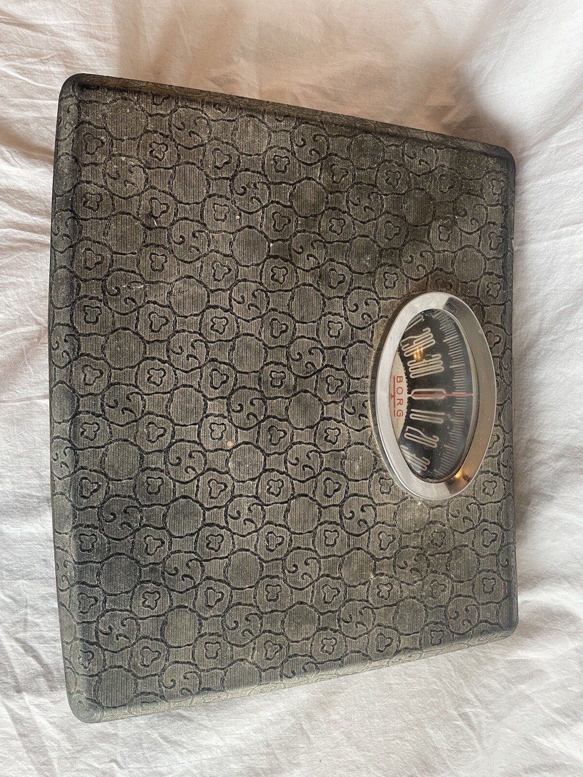 Vintage Black Gray BORG Mid century chrome bathroom scale WORKS