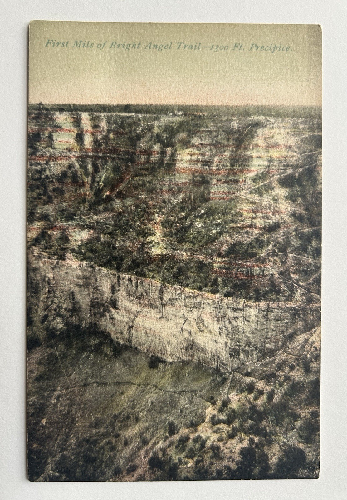 First Mile of Bright Angel Trail - 1,300 Ft. Precipice Antique Unposted Postcard