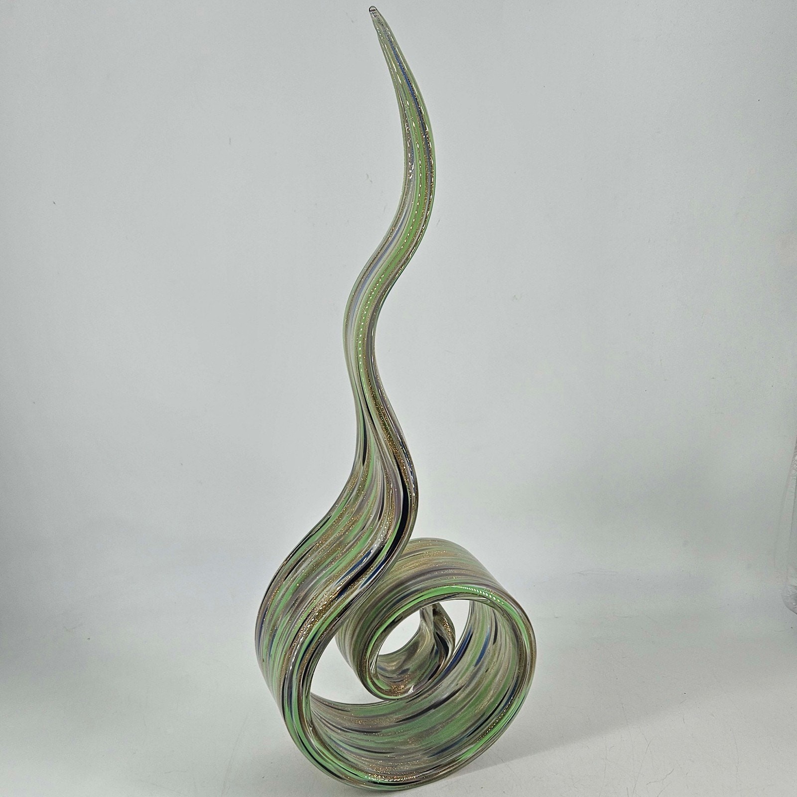 Hand Blown swirled ribbon Murano style Glass Abstract 16