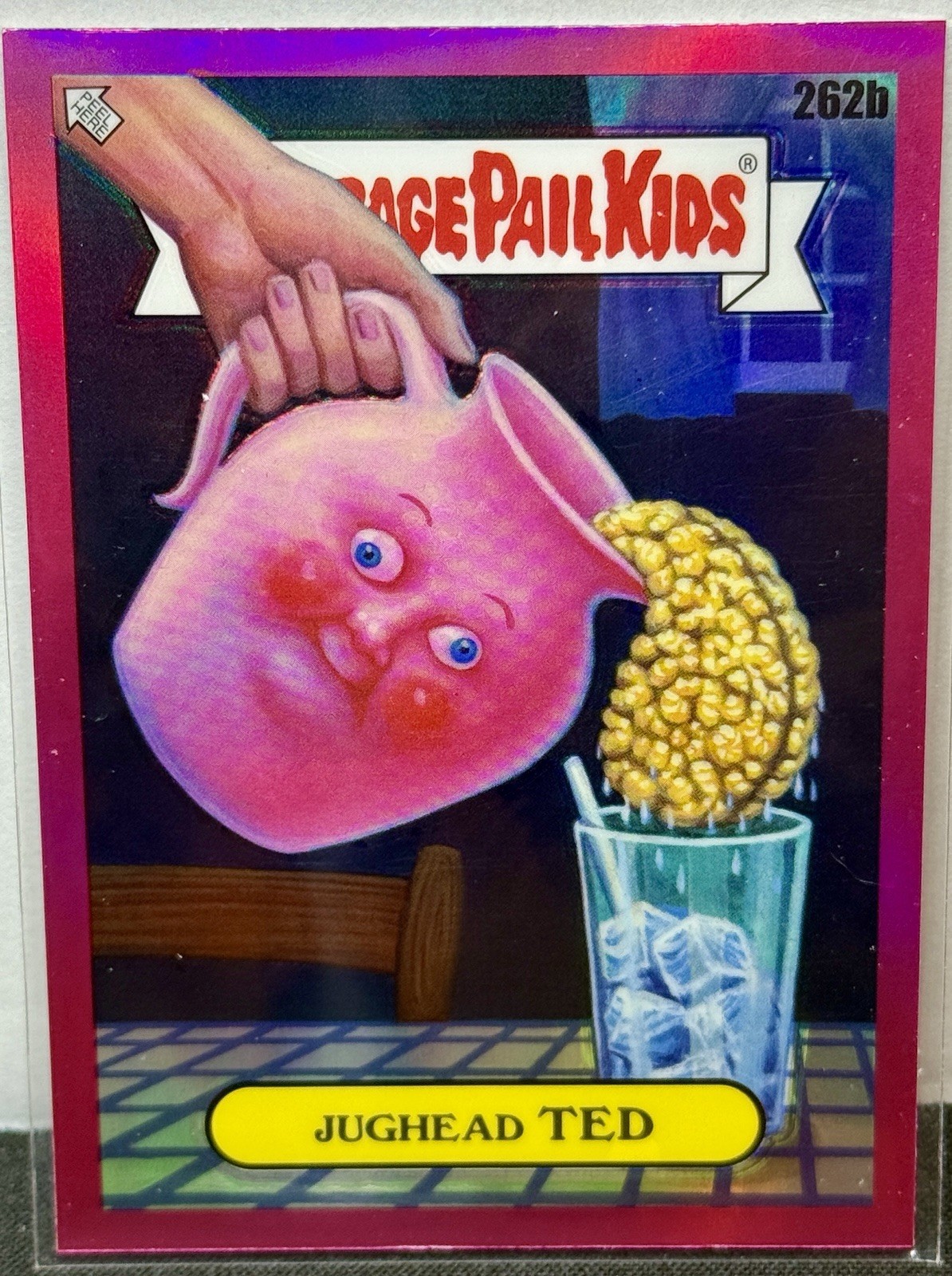 2024 Topps Garbage Pail Kids Chrome - Jughead Ted - Magenta Refractor - #262b 2024 Topps Garbage Pail Kids Chrome - Jughead Ted - Magenta Refractor - #262b