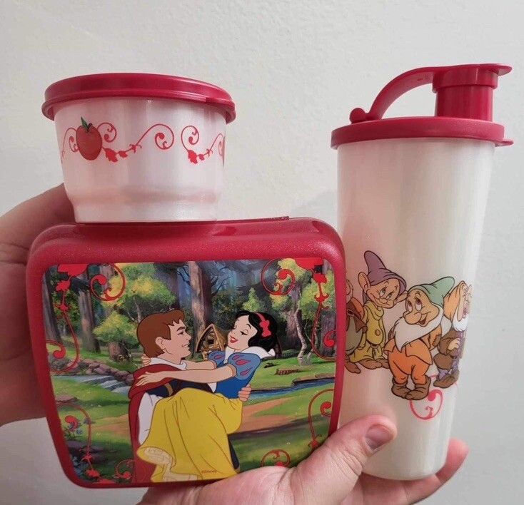 Tupperware Disney Snow White Lunch Set Sparkly Glitter from Original Film New