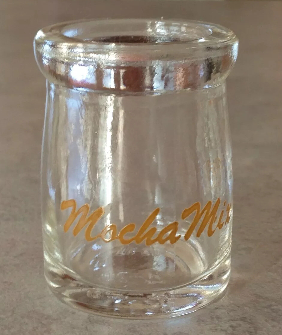 Vintage/vtg Mocha Mix Individual Clear Glass Creamer Restaurant Advertisement