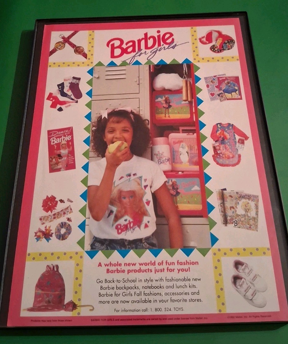 Barbie For Girls Accessories Framed Print Ad 8.5x11  1992