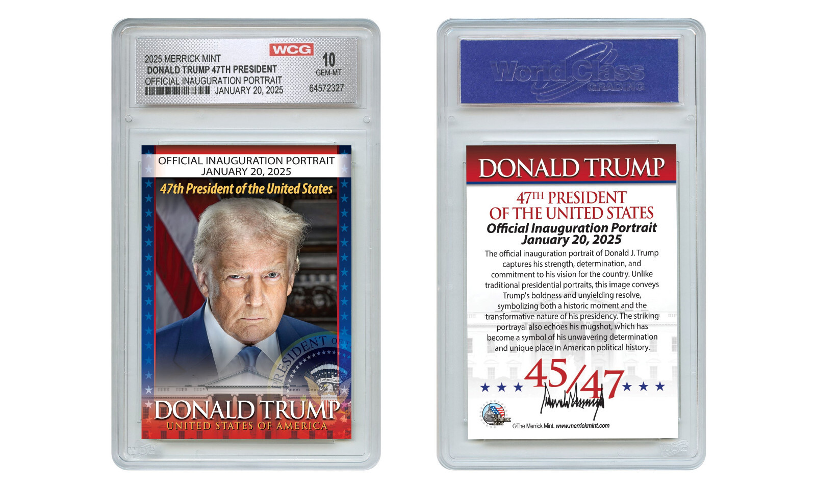 2025 DONALD TRUMP 47th President OFFICIAL INAUGURATION PORTRAIT Card GEM MINT 10