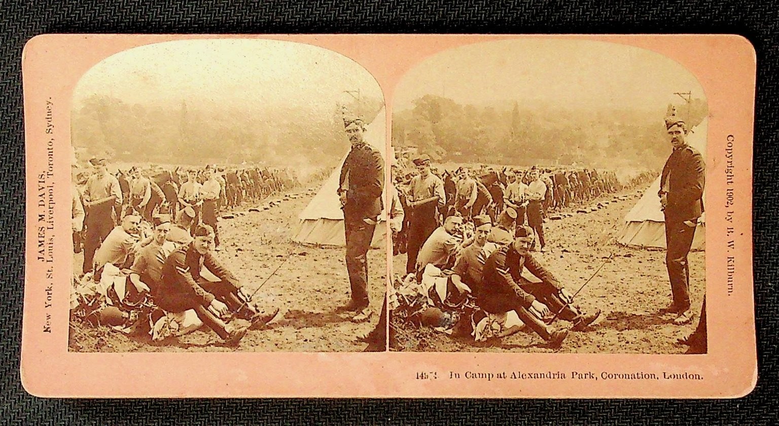 Coronation Stereoview B. W. Kilburn 1902 London Military Camp