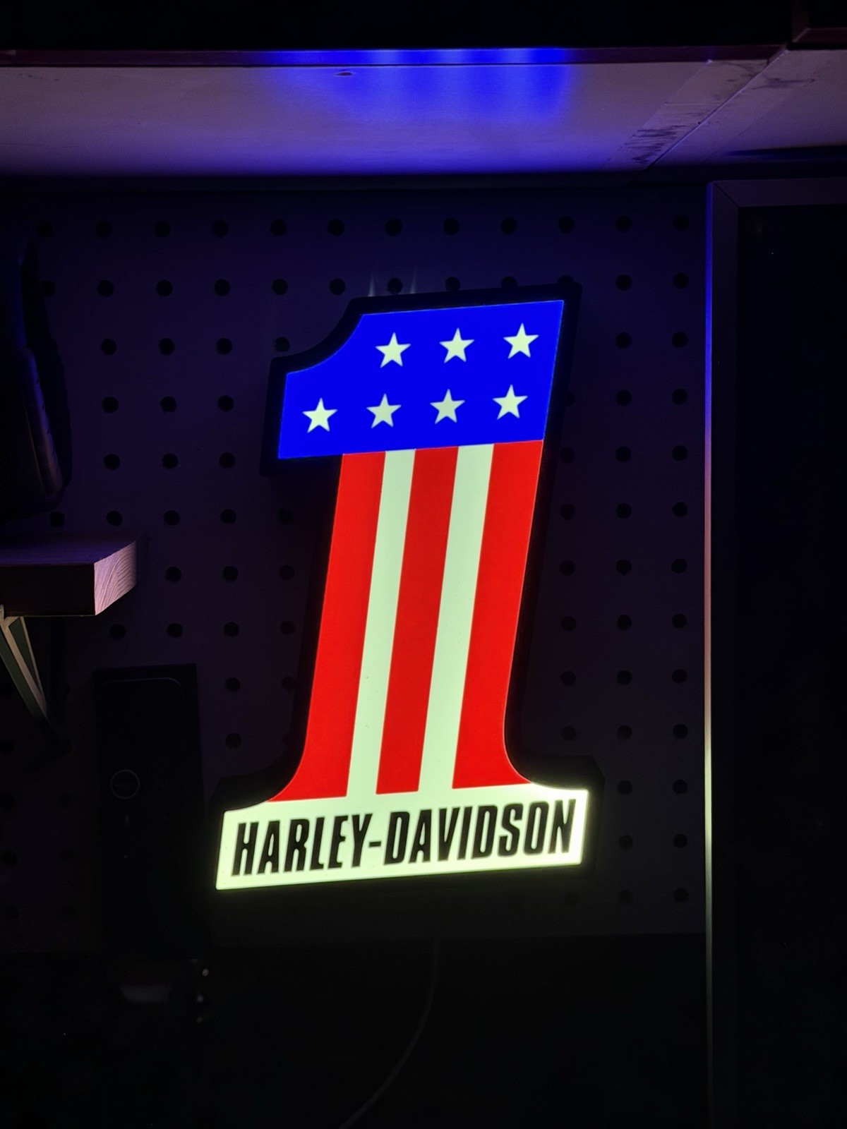 Harley-Davidson #1 Stars & Stripes American Flag LED Lighted Sign USB powered 