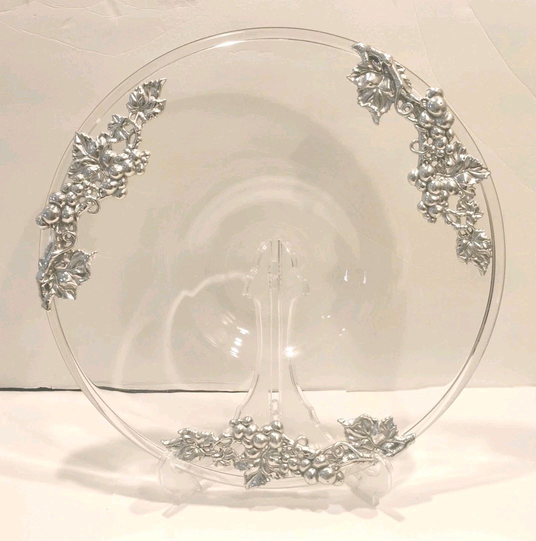Arthur Court France 1998 Vintage Glass  Grape Vine Serving Platter 