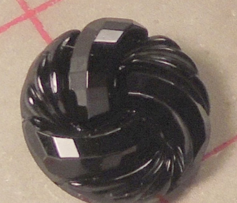 12 Black Czech Pressed Glass Shank Buttons Spiral Facet Design 7/8\