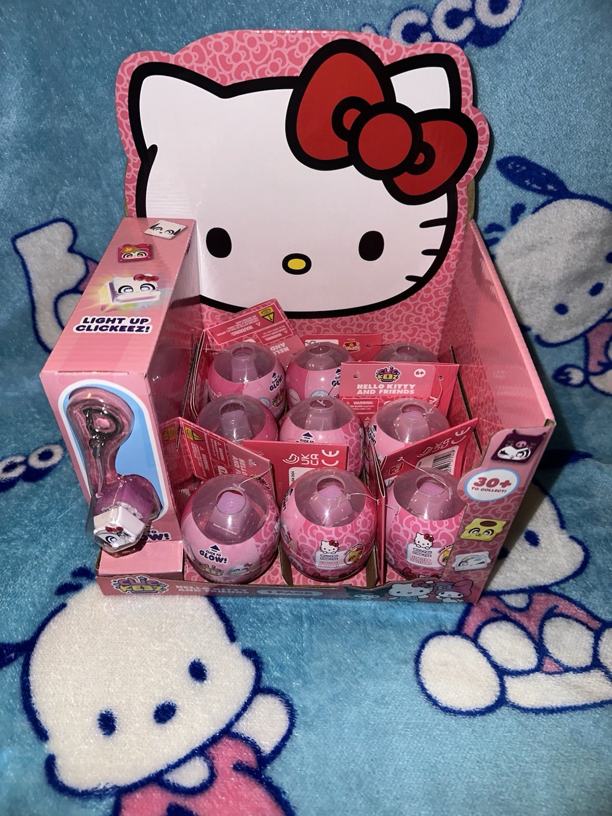 Lot Of 9 Hello Kitty & Friends CLICKEEZ Glow Light Up Mystery + Display BONUS