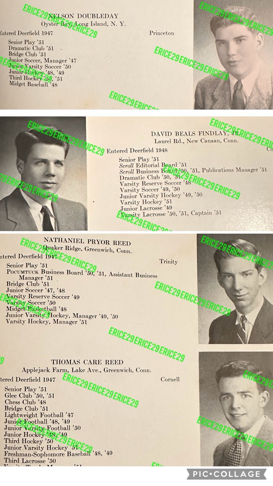 1951 Deerfield Academy Yearbook Nelson Doubleday Jr. David B. Findlay Jr. & Reed