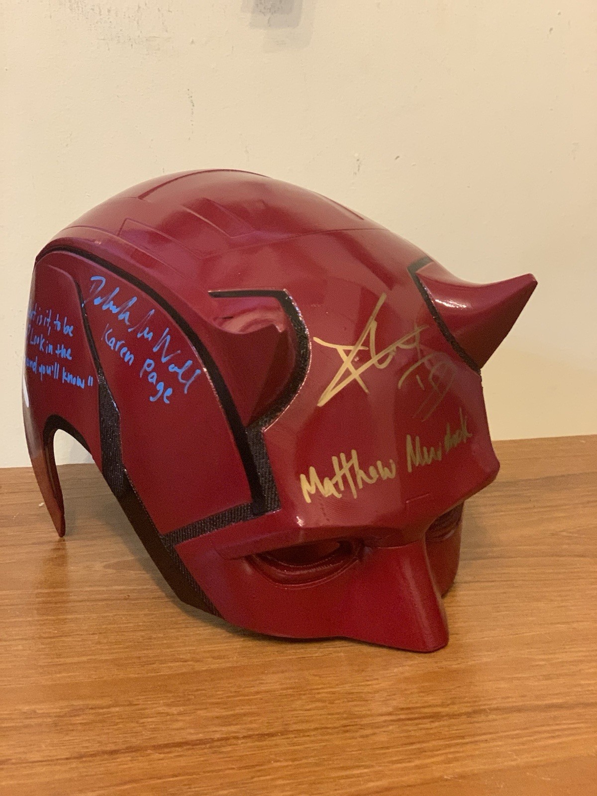 SEND OFFERS Daredevil Helmet Mask Marvel Signed Deborah Ann Woll Charlie Cox JSA