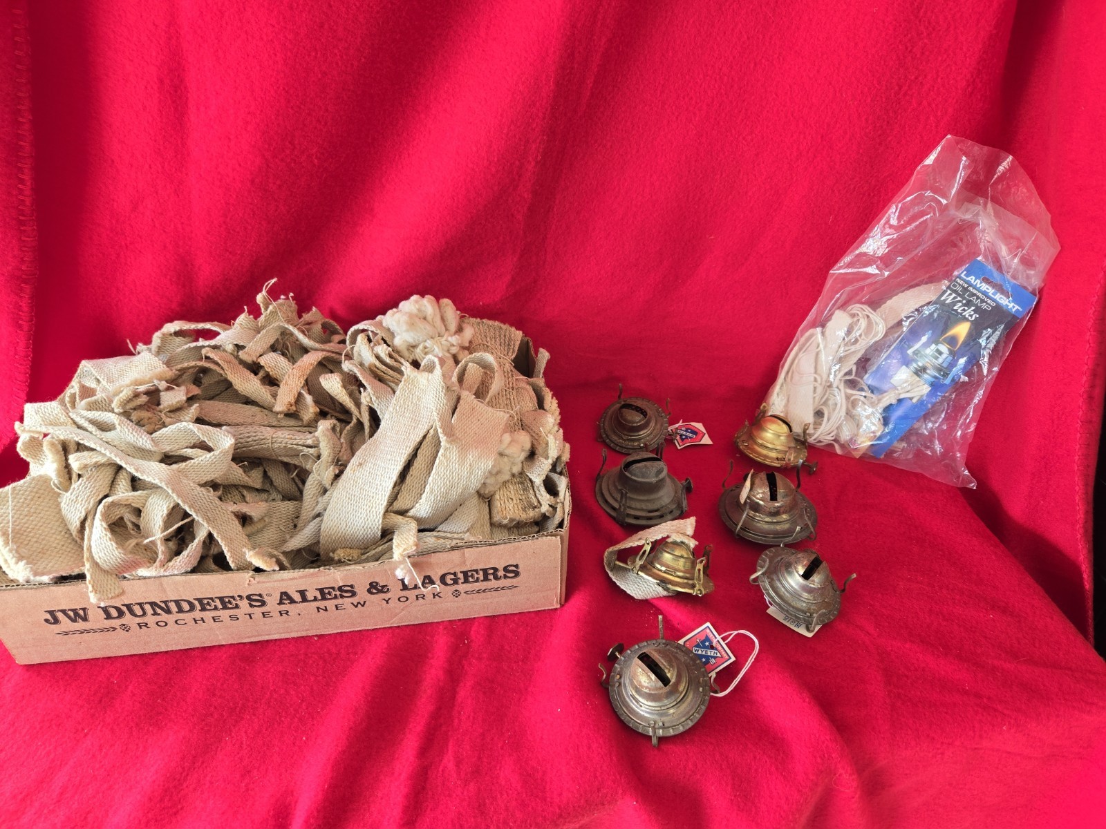 HUGE Lot Of Vintage Oil Kerosene Lamp Wicks And 7 Burners -Various Sizes