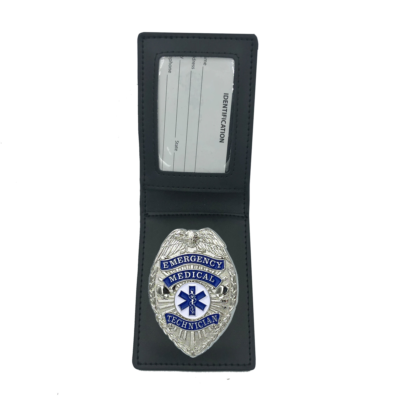BL3-008 Leather Wallet with EMT PARAMEDIC EMS Emergency Medical Technician Ambul