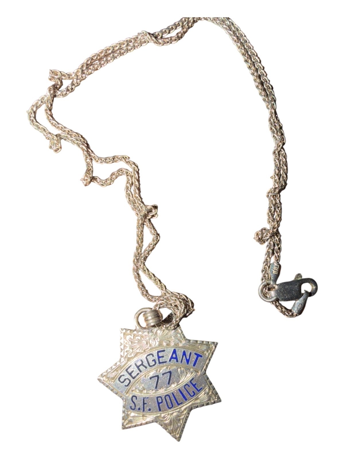 VTG Irvine Jachens Matheson 77 Sergeant SF Police Badge Pendant 925