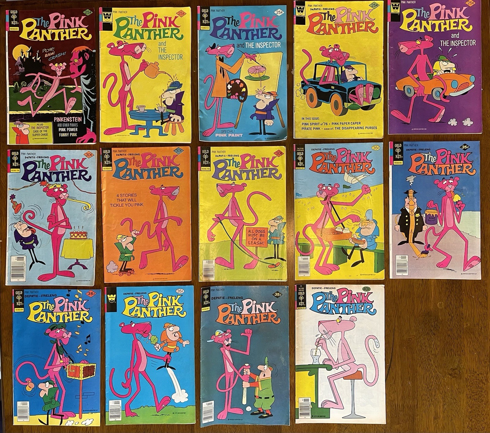 Vintage Pink Panther Comic Lot 14 Gold Key Whitman 1970s Inspector DePatie