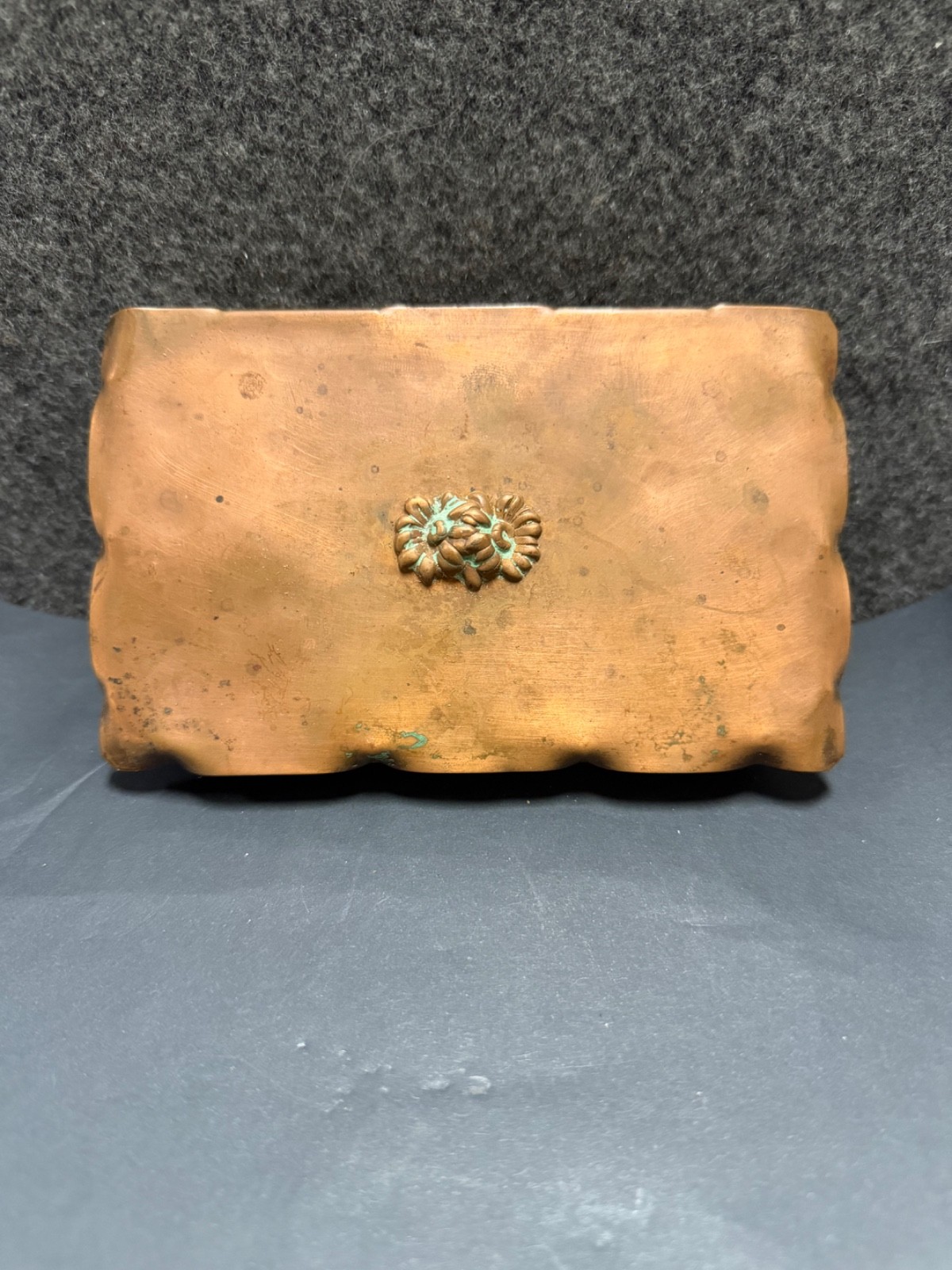 Vintage Drumgold Copper Box Art Deco Brass Rose Medallion Hand Wrought Cali