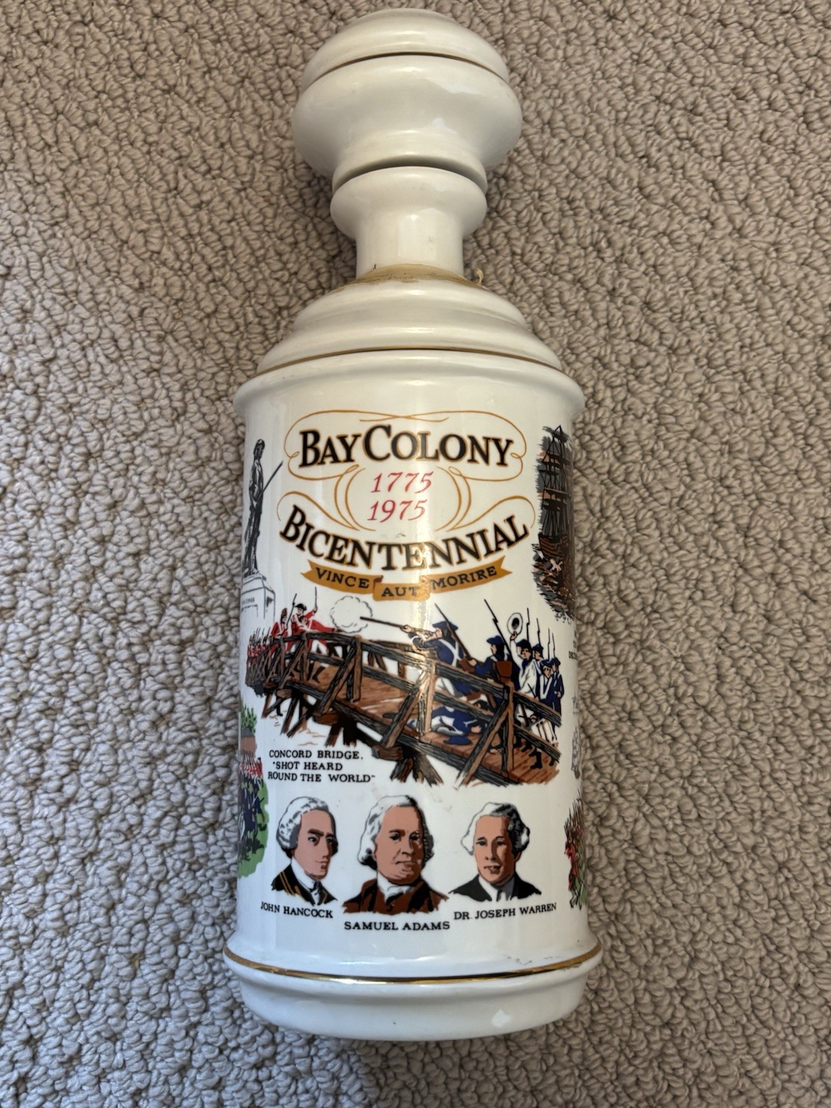 1975 Old Rip Van Winkle Bay Colony Bicentennial Porcelain Bourbon Decanter Empty