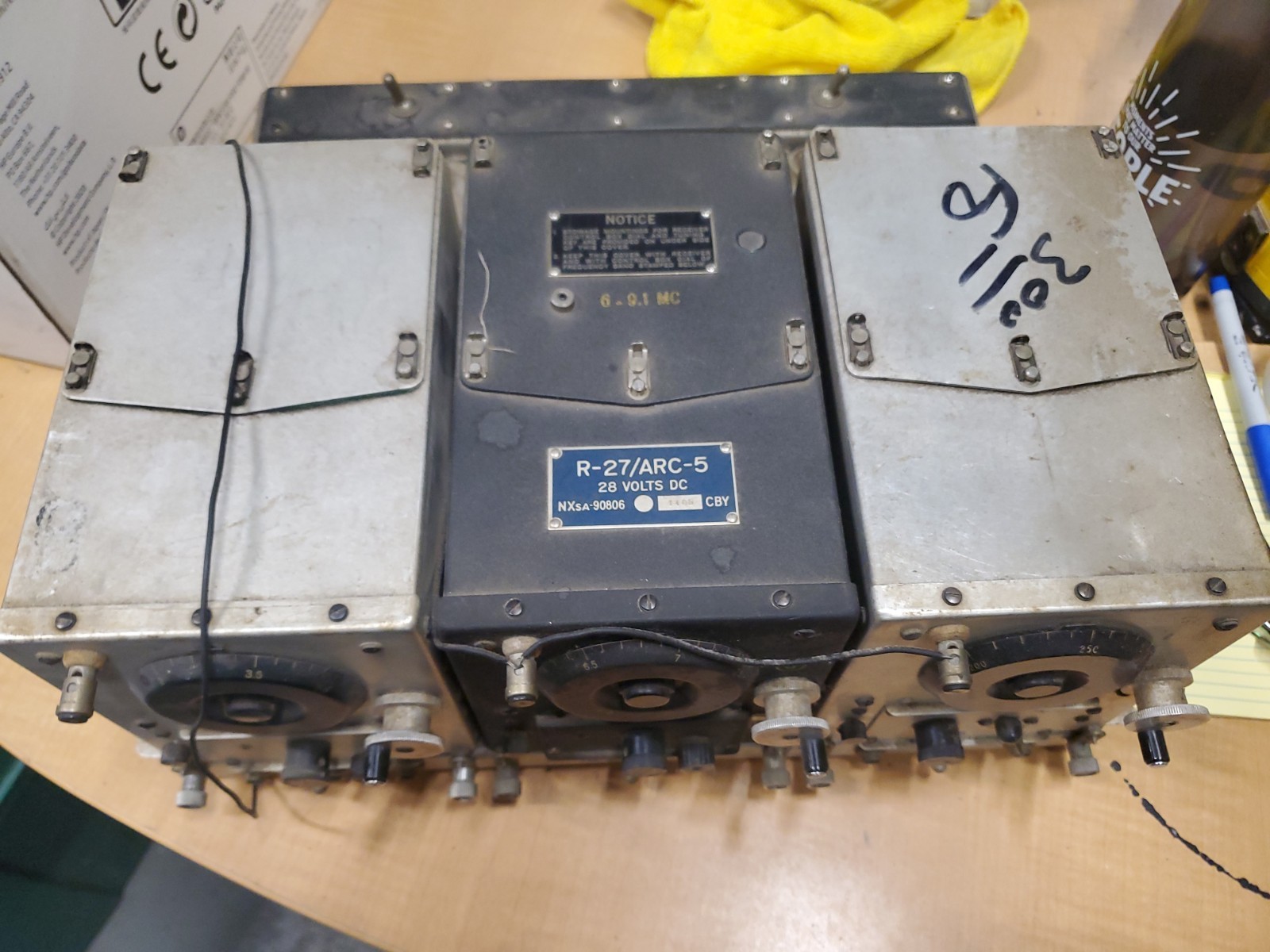 3 WWII Vintage R-27/ARC-5 Radio 28V  Receivers with FT-220 Rack NXSA-90806