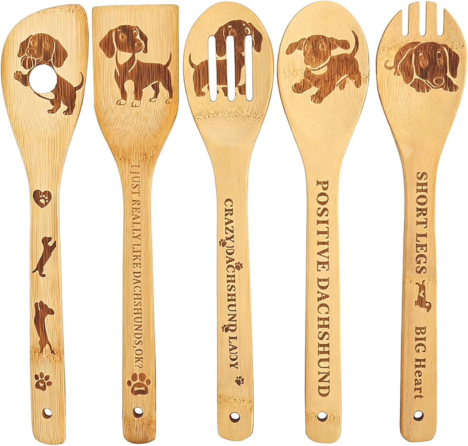 5 Piece Dachshund Wooden Spoons for Cooking, Dachshund Gifts for Women Dog Lover 5 Piece Dachshund Wooden Spoons for Cooking, Dachshund Gifts for Women Dog Lover