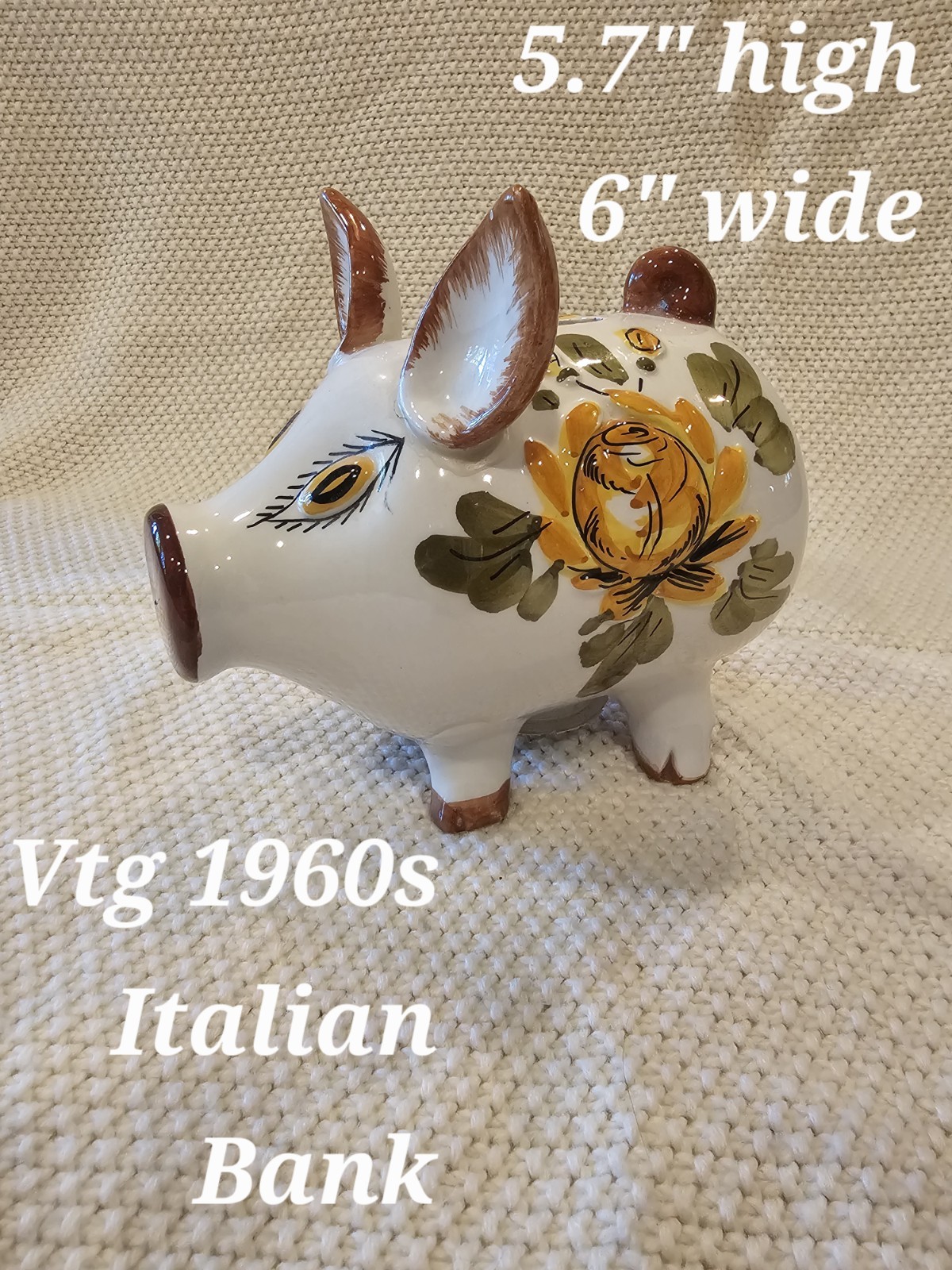 VTG Italian Ceramic Piggy Bank Hand Painted Made In Italy VTG Italian Ceramic Piggy Bank Hand Painted Made In Italy