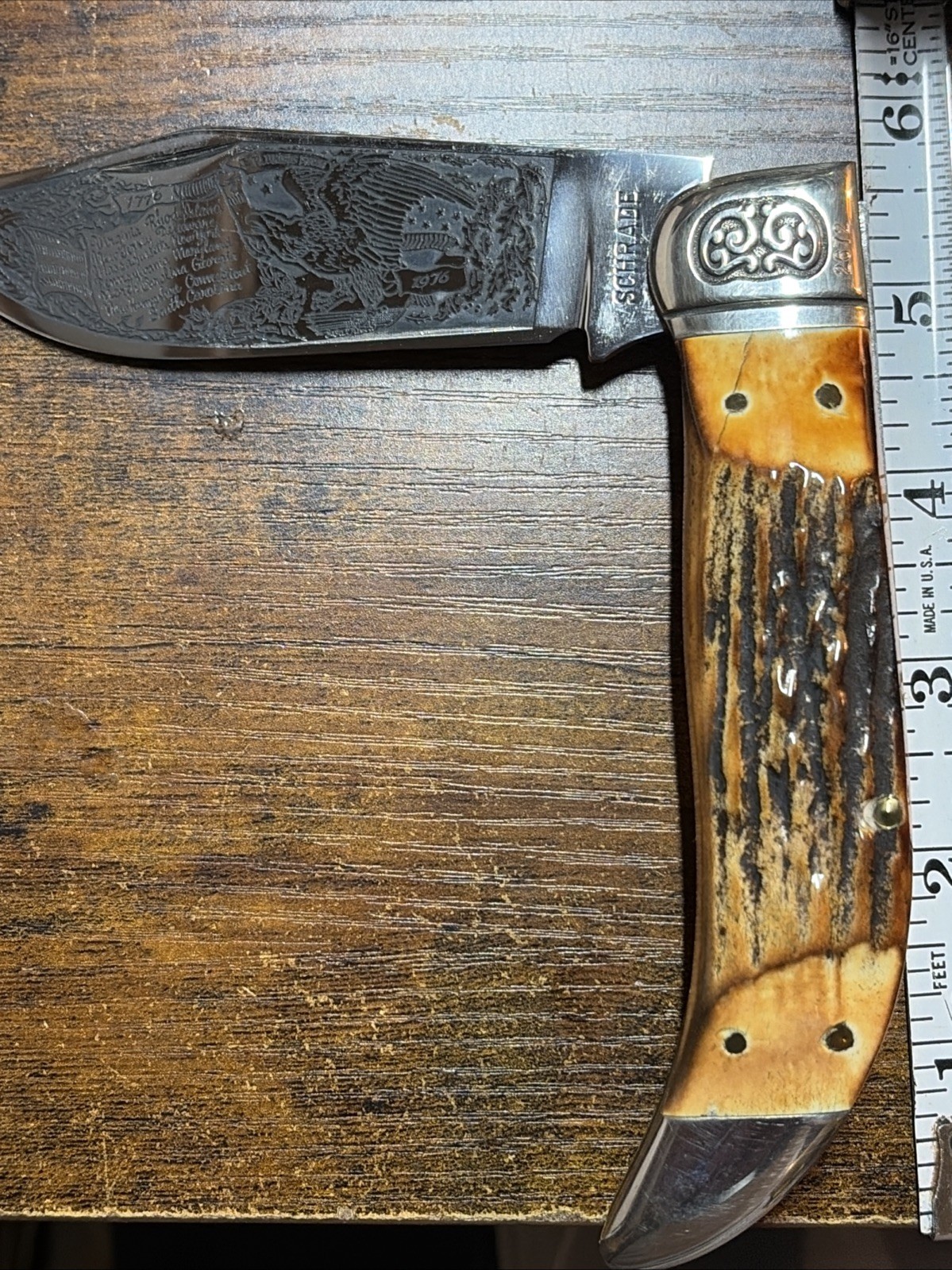 Vintage Schrade Clasp Knife 1776-1976 Stag Handled Knife-numbered