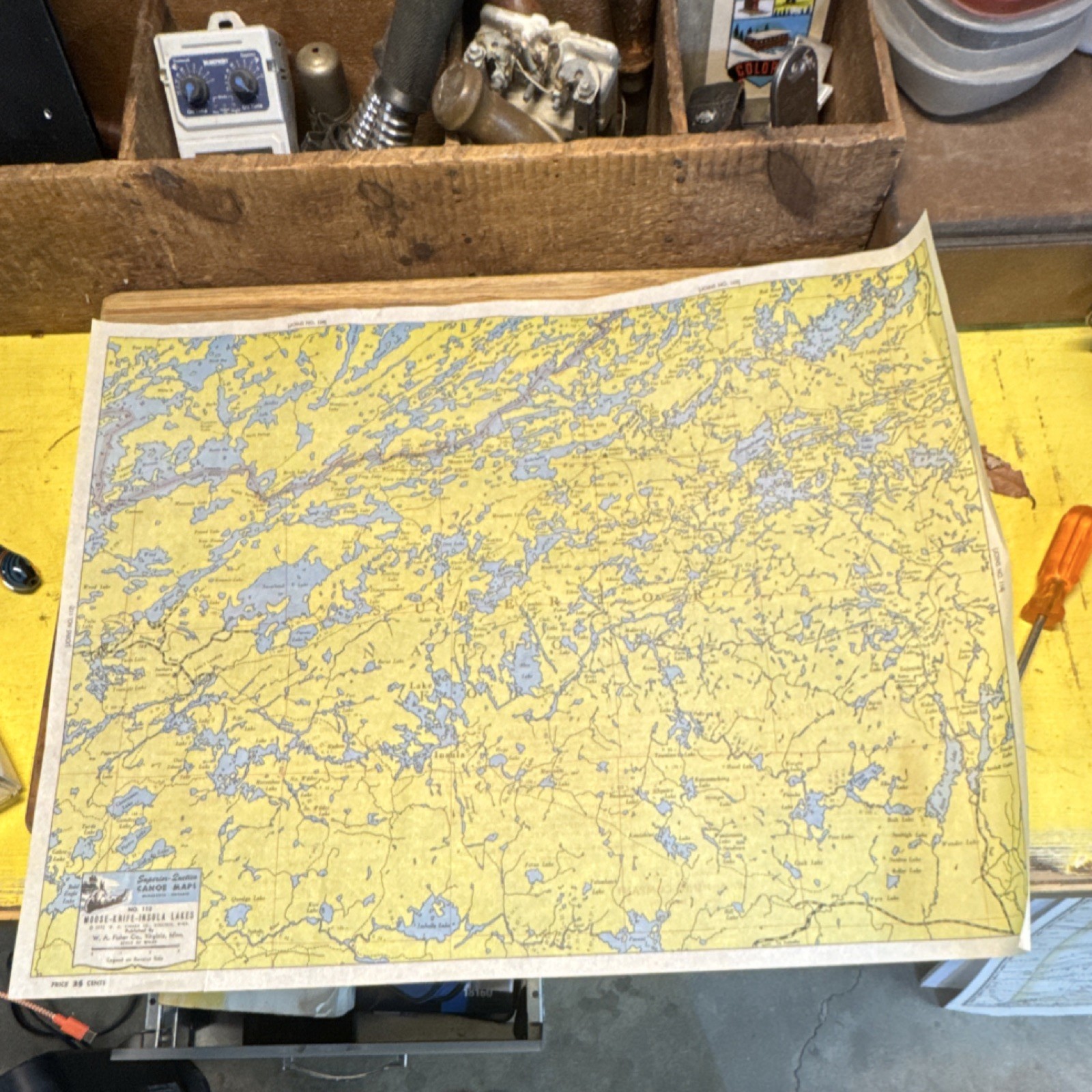 W.A. Fisher Co. 1952 Superior-Quetico Canoe Map No. 113 Moose-Knife-Insula