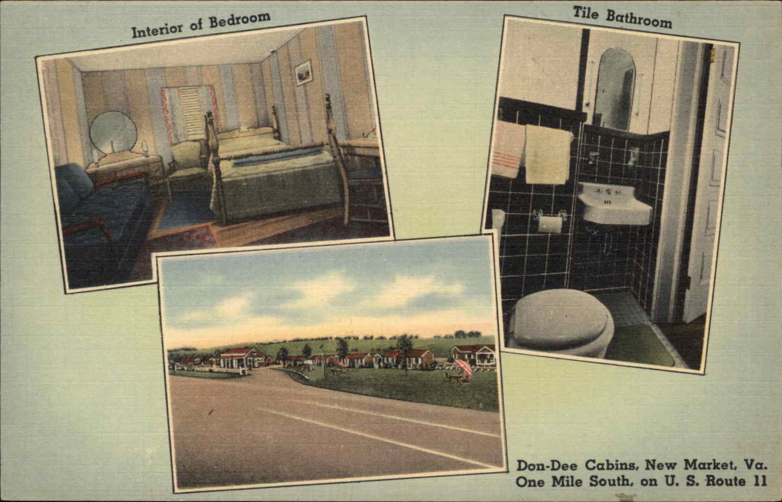 New Market Virginia VA Don Dee Cabins Multiview 1930s-50s Postcard
