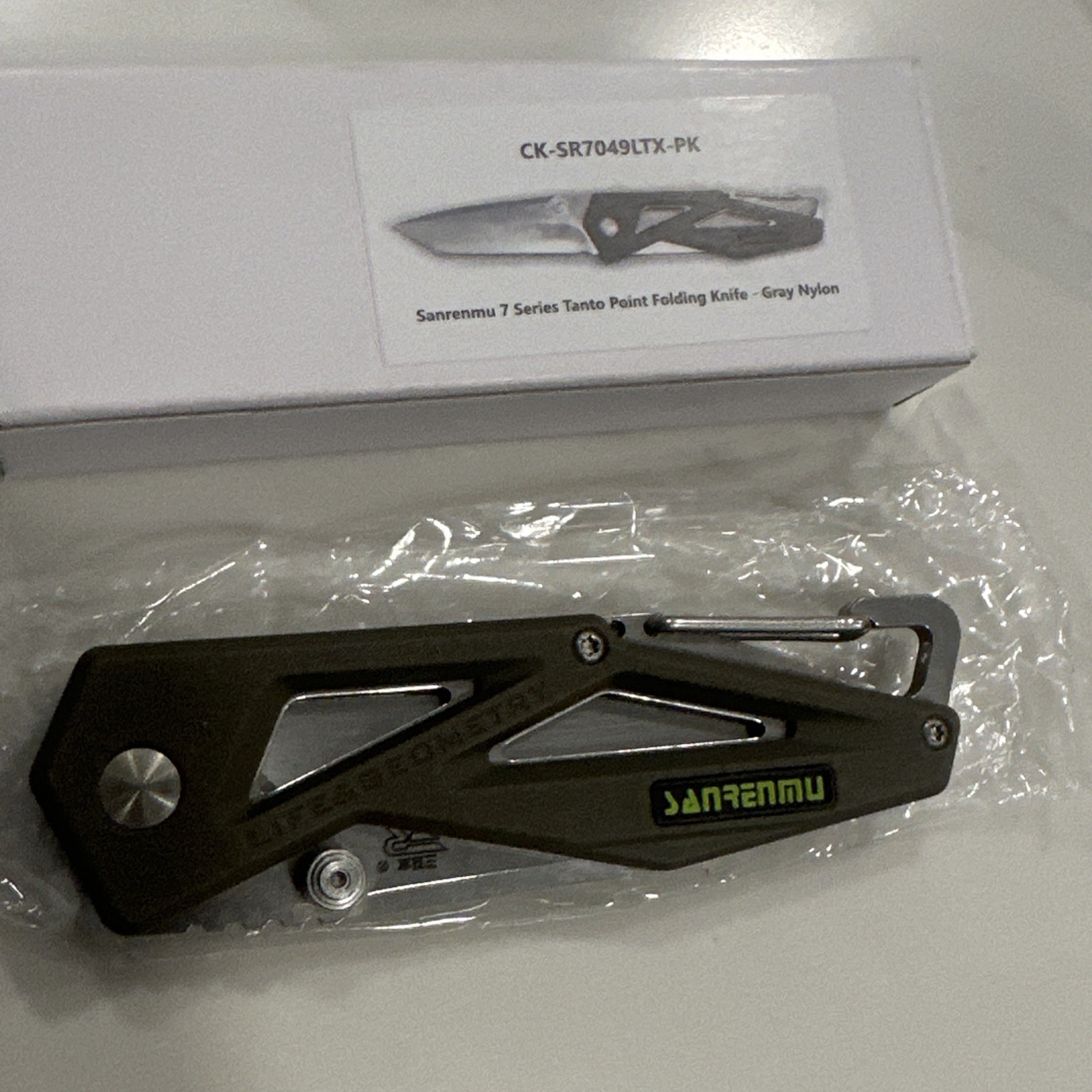 Sanrenmu 7 Series Tanto Point Folding Folder EDC Pocket Knife Gray - New