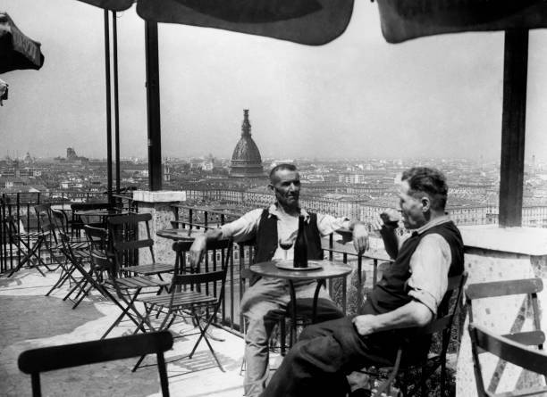 Terrace Turin City Piemonte Italy 1930-40 OLD PHOTO