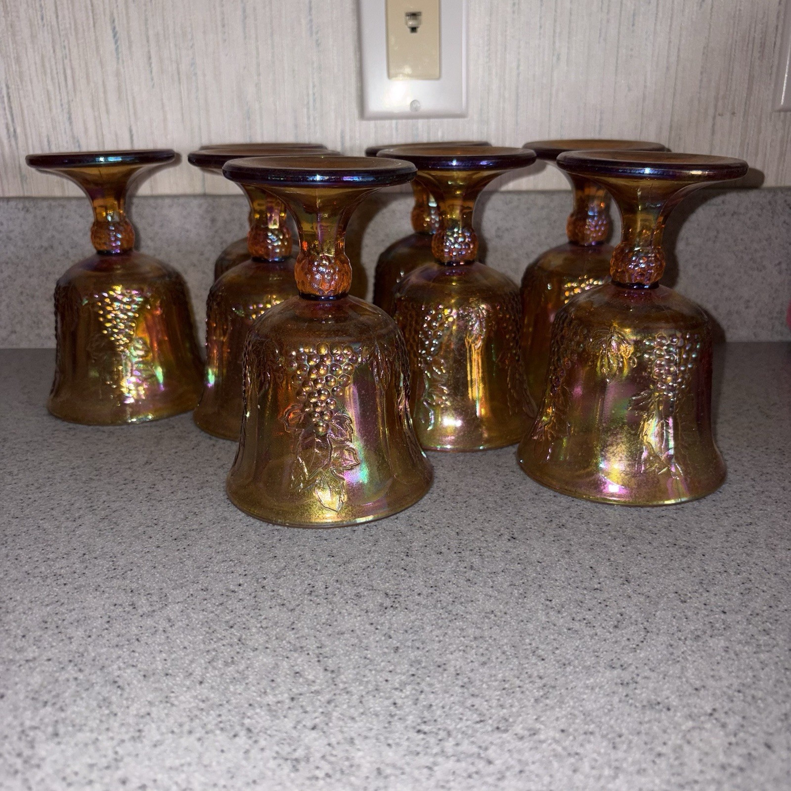 Vintage Indiana Glass Company 9 oz goblets in Harvest Grape Design Set Of 8 Vintage Indiana Glass Company 9 oz goblets in Harvest Grape Design Set Of 8