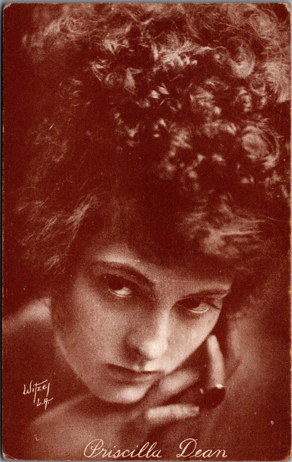 Priscilla Dean Silent Film Star Witzel L.A. RPPC Vintage Sepia Postcard
