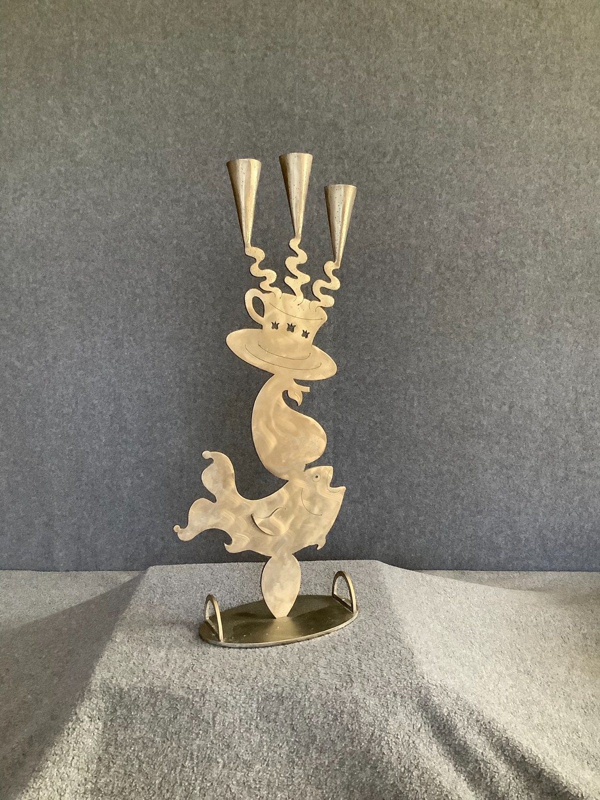 VTG Amy Hess Signed Art Stainless Steel Figural Candelabra Modernist Folk Art VTG Amy Hess Signed Art Stainless Steel Figural Candelabra Modernist Folk Art