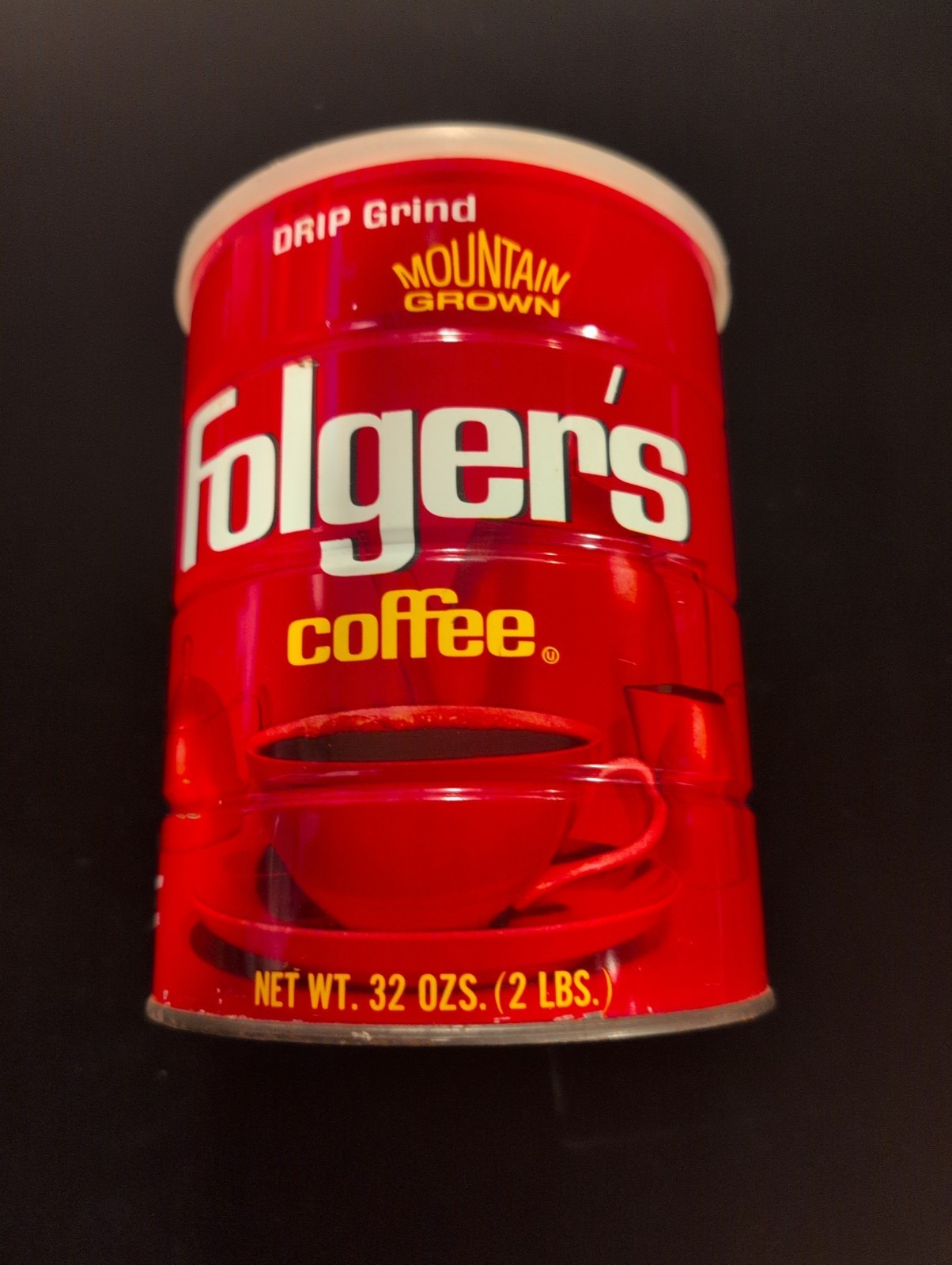 Vintage 1960's Folger's 2 Pound Drip Grind Mtn Grown Coffee Tin With Lid Empty