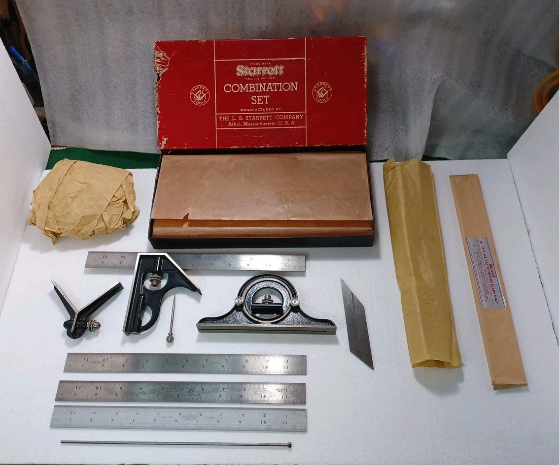 Vintage STARRETT Combination Set With Original Box and Extras