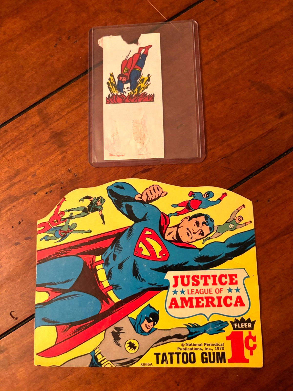 Vintage Justice League Tattoo Gum Vending Label & Comic Book Tattoo ft Superman