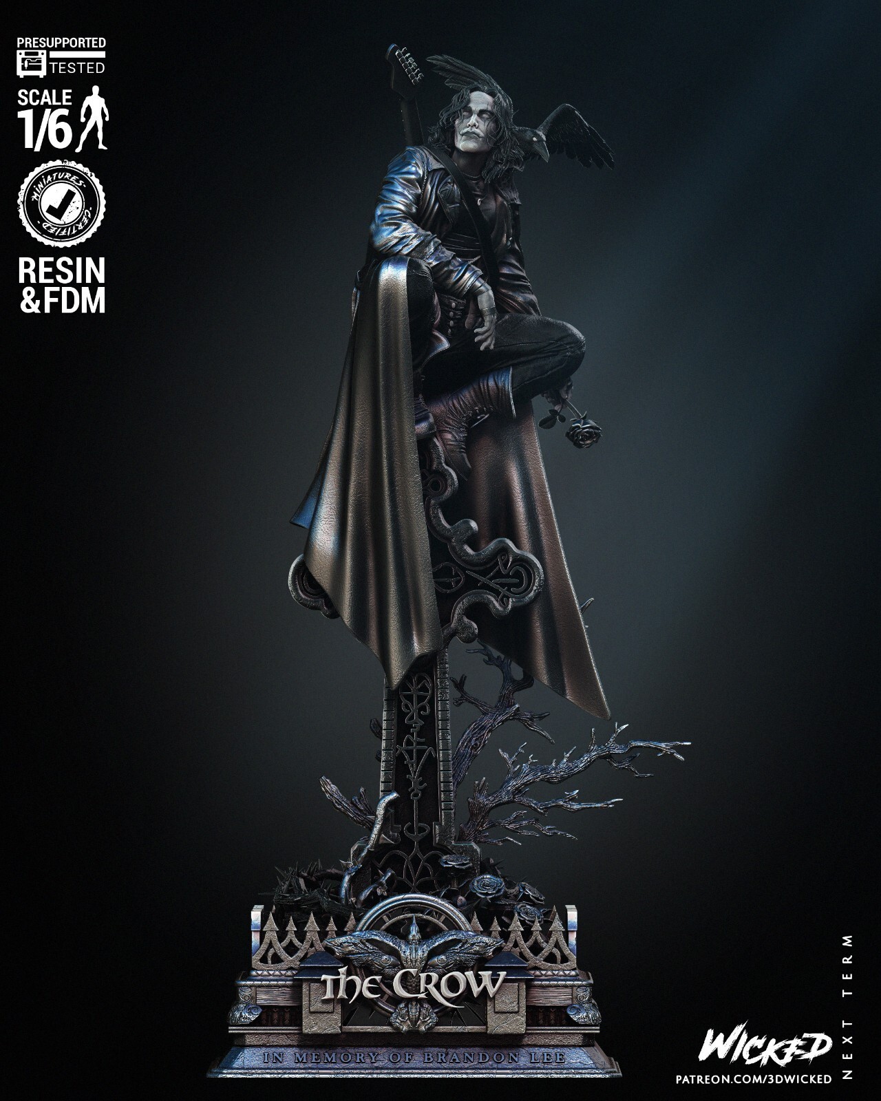 1:8 The Crow Eric Draven Brandon Lee Fan Art UNPAINTED Resin Garage Kit