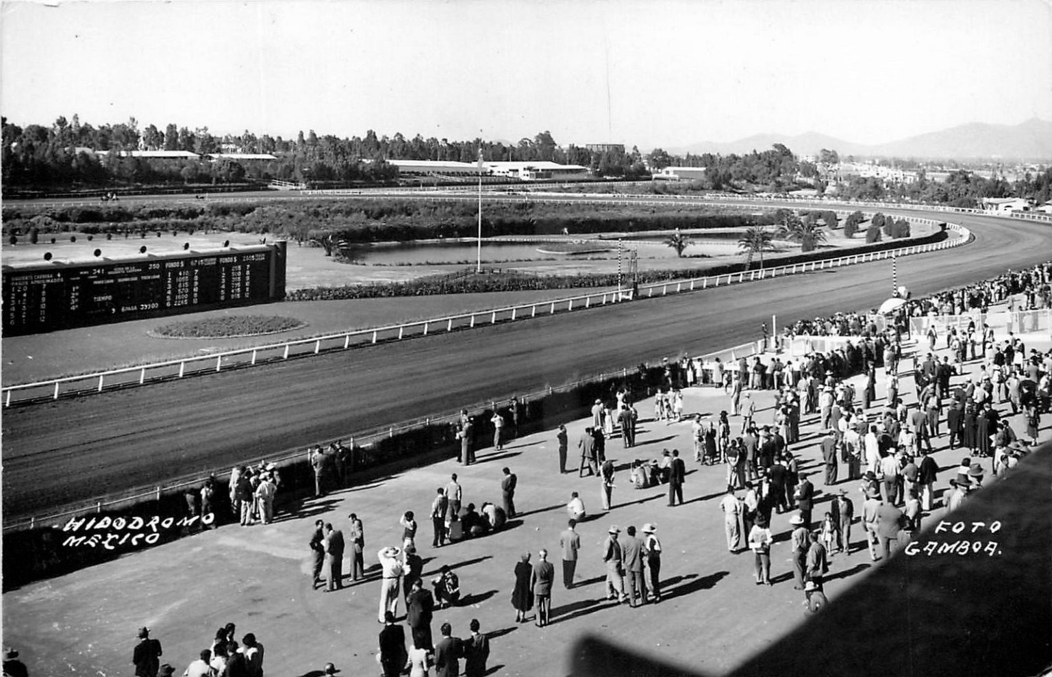 Vintage Real Photo Postcard: Hipódromo México Race Track, Mexico City, FOTO