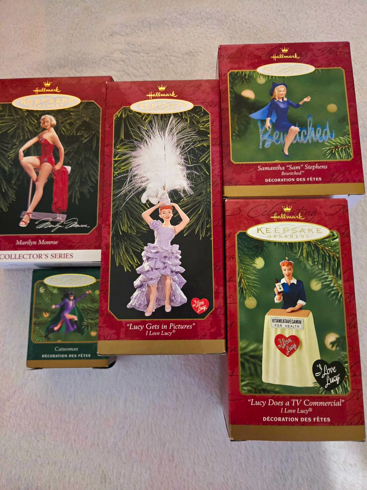 5 Different Hallmark Christmas Ornaments Vintage Lucy Bewitched Marilyn